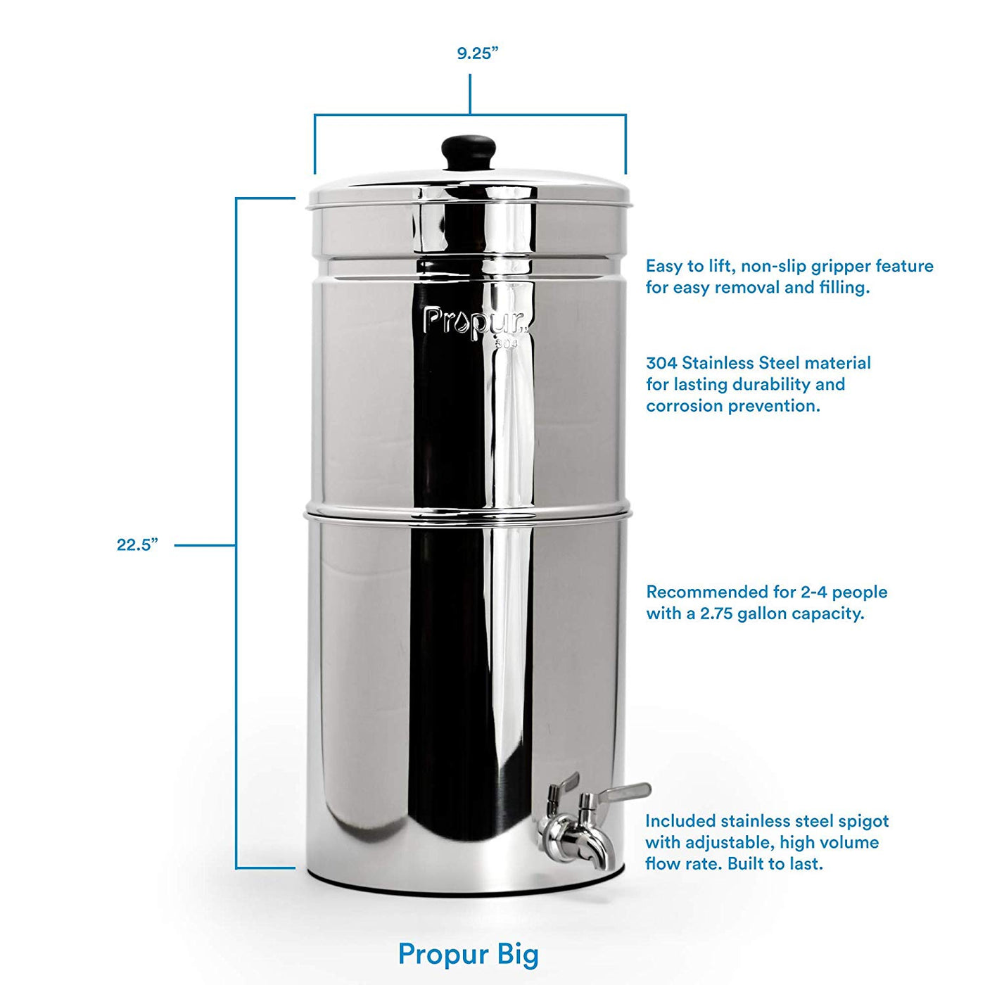 Propur Brushed ProOne Big+ Gravity Water System with 2 ProOne G2.0