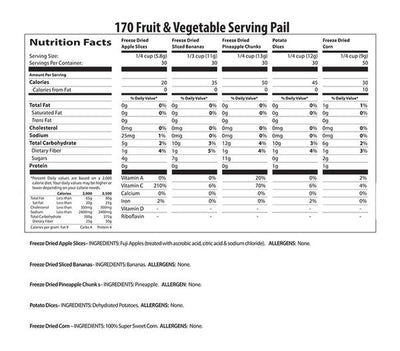 Fruit & Vegetable Emergency Survival Food [170 Servings] by Heaven's Harvest