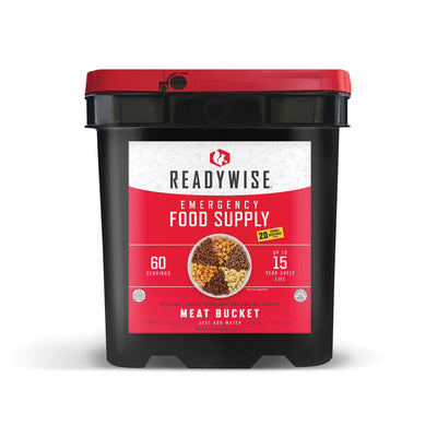 Meat Bucket (120 Servings) + Rice (40 Servings) Emergency Disaster Storable Food Prep (by ReadyWise)