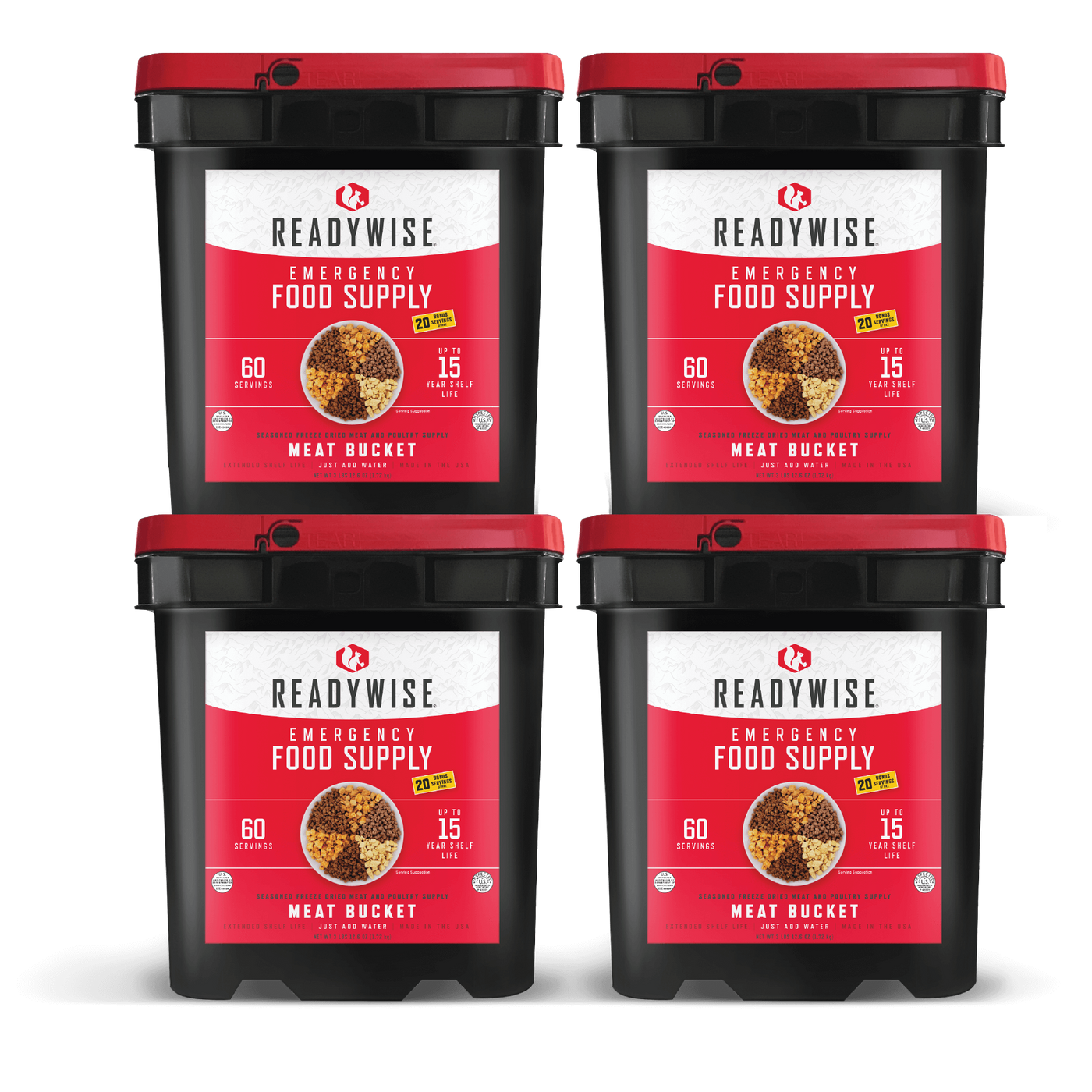 Meat Bucket (240 Servings) + Rice (80 Servings) Emergency Disaster Storable Food Prep (by ReadyWise)