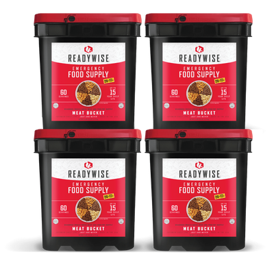 Meat Bucket (240 Servings) + Rice (80 Servings) Emergency Disaster Storable Food Prep (by ReadyWise)