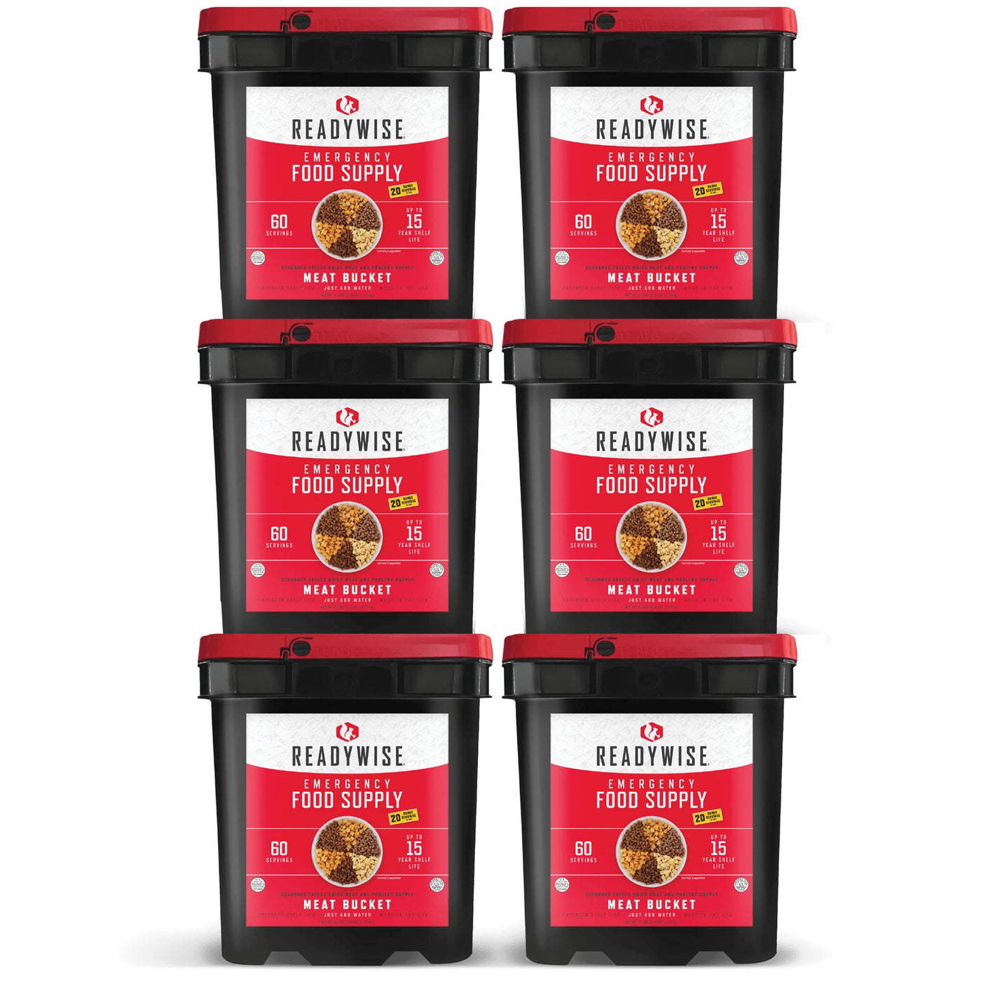 Meat Bucket (360 Servings) + Rice (120 Servings) Emergency Disaster Storable Food Prep (by ReadyWise)