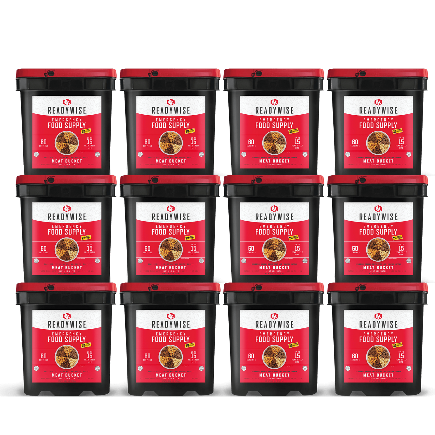 Meat Bucket (720 Servings) + Rice (240 Servings) Emergency Disaster Storable Food Prep (by ReadyWise)