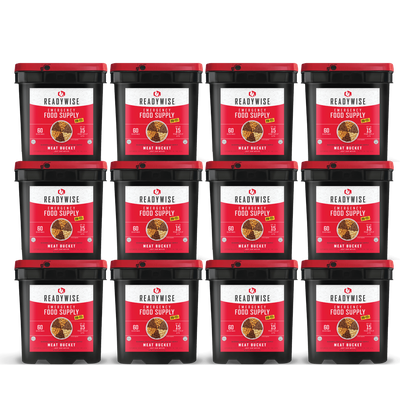 Meat Bucket (720 Servings) + Rice (240 Servings) Emergency Disaster Storable Food Prep (by ReadyWise)